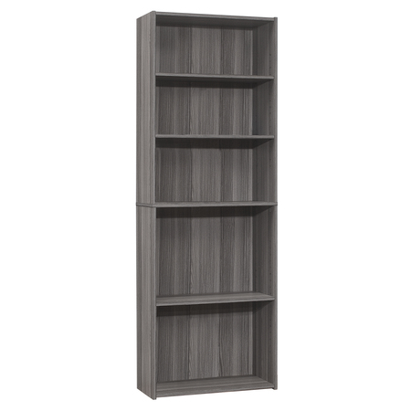 Monarch Specialties Bookshelf, Bookcase, 6 Tier, 72"H, Office, Bedroom, Laminate, Grey, Transitional I 7469